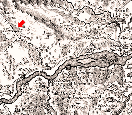 Ausschnitt aus der Peter Anich Karte von 1770